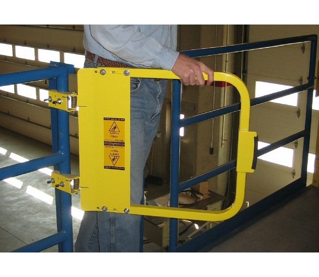 Adjustable Single Swing Gate - 42.75 to 46.5 in Height, Yellow, Powder Coated - Image 1
