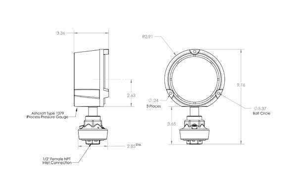CPVC Tuff Guard Gauge Isolator with Viton Diaphragm - Image 2