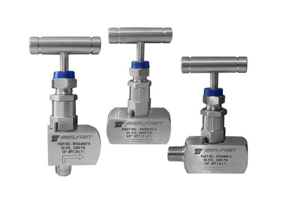 316 Stainless Steel 3/8" Full Size Needle Valve, 6000 PSI, F x F Style - Image 1
