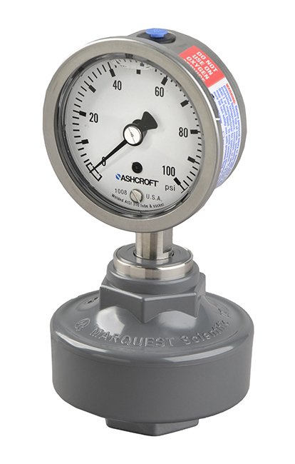 TUFF GUARD 1/4" Inlet PVC Gauge Isolator with All Stainless 2.5" Gauge - Image 1