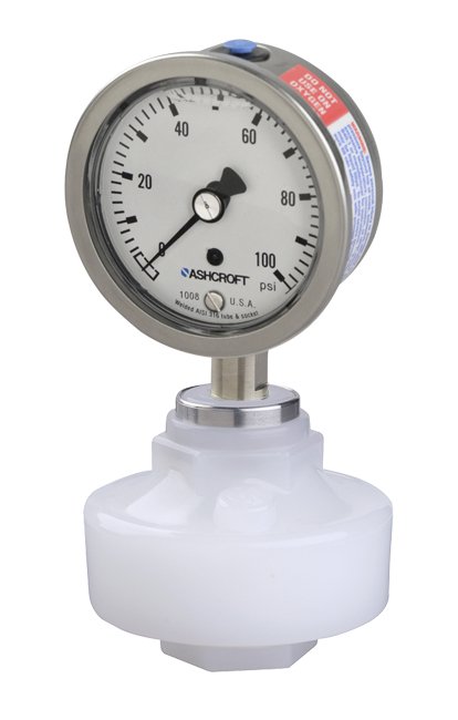 Ashcroft 1008s Stainless Gauge with TUFF GUARD Viton Diaphragm Isolator - Image 1