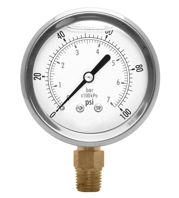 Ammonia Gauge Liquid Filled Stainless Steel 2.5" Face - Lower Mount - Image 1
