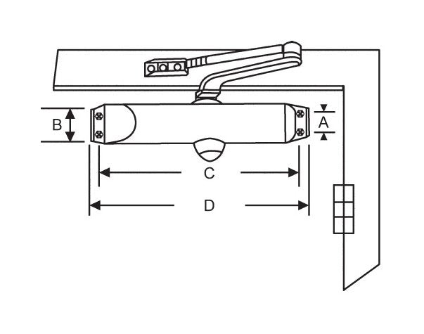 Strybuc Aluminum Finish Entrance Door Closer Size 3 - Image 1