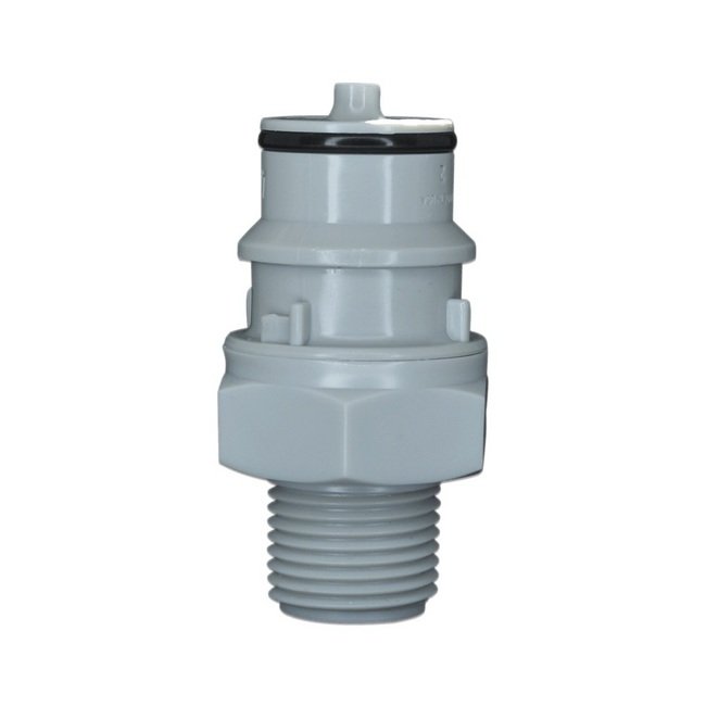 1.60 Inch (in) Length Non-Valved Gray Polypropylene Male Thread Plug Adapter Fitting - Image 1