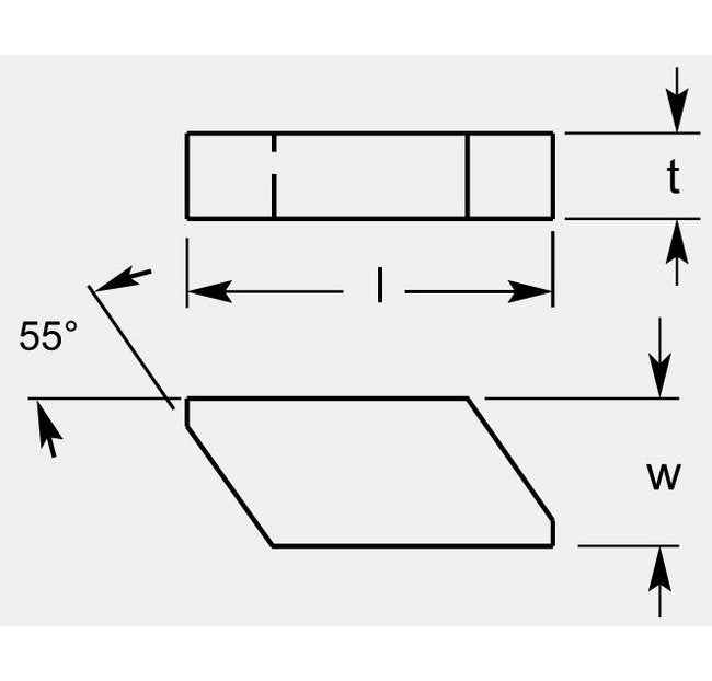 U-Notch Style Flat Top Grooving Blank, 0.162 / 0.168 in - Image 1