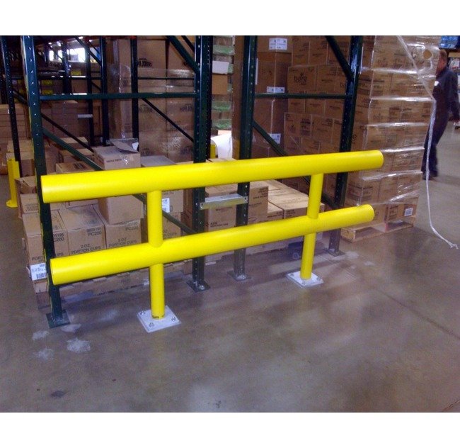 6 ft Length 2-Line Rail Industrial Guardrail System with Polyethylene Sleeve - Image 1