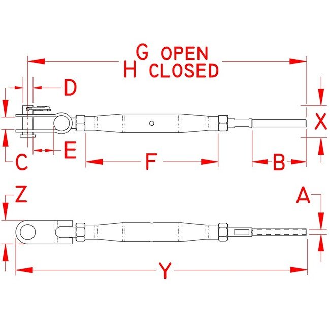 Grade 316 Stainless Steel Closed Body Toggle & Hand Swage Stud Turnbuckles - Image 2
