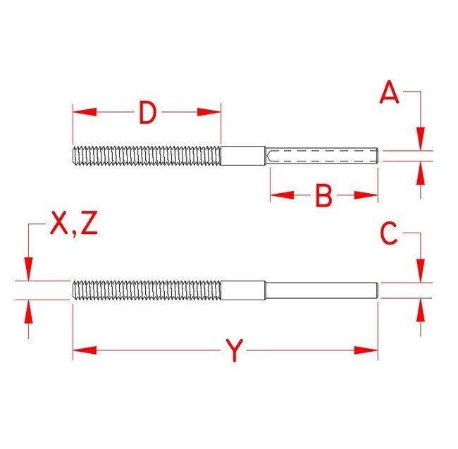Grade 316 Stainless Steel Hand Swage Standard Stud - Image 2
