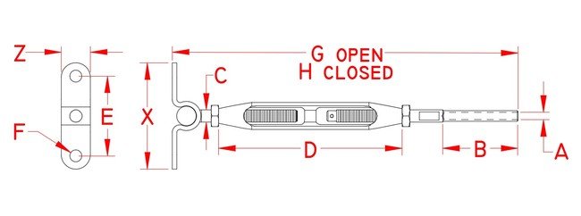 Suncor Open Body Wall Mount Swage Stud Turnbuckle - Image 2