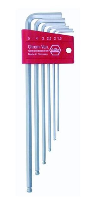 Wiha Ball End Hex Chrome Metric 6 Piece L-Key Set - Image 1