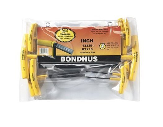 Bondhus Hex End Key Set with T-Handle Cushion Grip, 10-Piece - Image 1