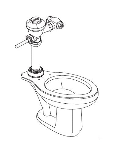 Efficient Floor Mount Check Valve w/ Exposed Manual Flushometer & ADA China Fixture - Image 3