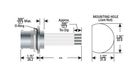 Teledyne Reynold's 4 Pin Sealed Rear Mount Jam Nut Receptacle Cable Assembly 15 kVDC - 1804 Series - Image 1