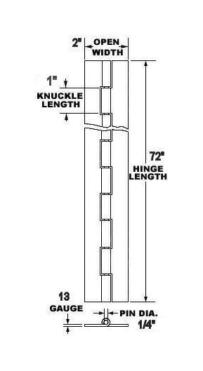 Heavy Weight Steel Continuous Hinges - 72 Inch - Image 2