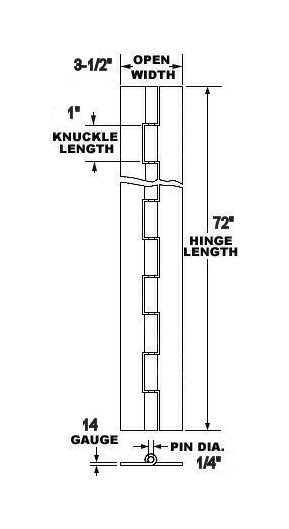 Durable Continuous Hinges - Standard Weight Steel 72 Inch - Image 2