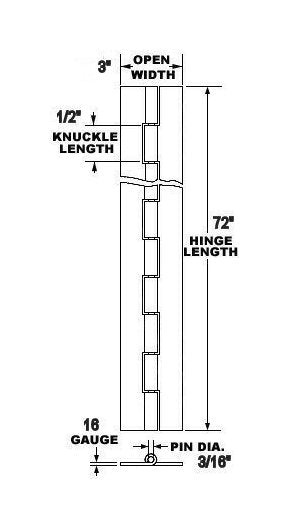 High-Quality Steel Continuous Hinge - 72 Inch - Image 2