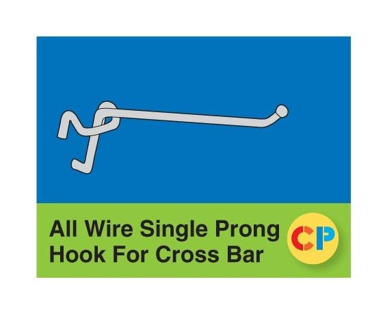 Medium Gauge 8" Single Prong Hook - Cross Bar Compatible - Image 1