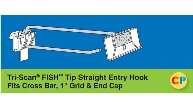 Tri-Scan Fish Tip Straight Entry Hooks - Fits Cross Bar, 1" Grid & End Cap - Image 1
