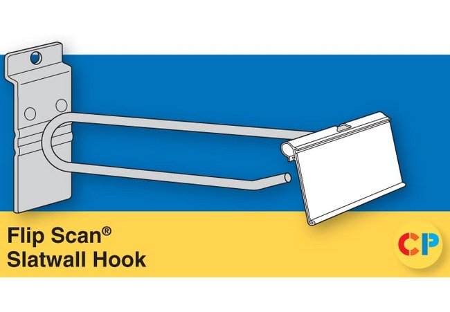 Heavy-Duty Slatwall Flip Scan Hook - 6" x 0.148" - Image 1