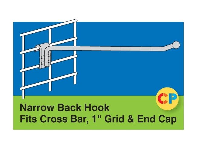 Narrow Back Single Prong Hooks for Cross Bar/Grid/End Cap, Pack of 100 - Image 1
