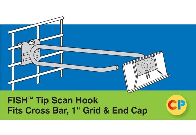 Heavy Gauge 1" Grid & End Cap Fish Tip Scan Hooks - Pack of 100 - Image 1
