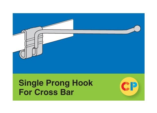 Heavy Duty Single Prong Hooks - 12" Fits Cross Bar - Pack of 100 - Image 1