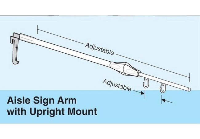 Adjustable Telescopic Aisle Sign Arm with Upright Mount - Image 1