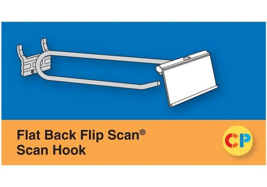 Heavy Duty 8" Flat Back Flip Scan Hooks for Slatwall - Pack of 100 - Image 1
