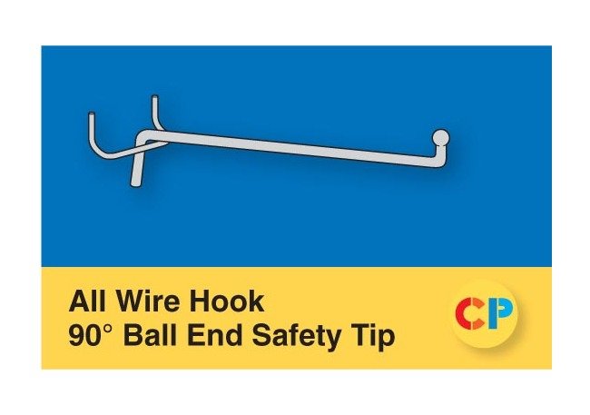 All Wire Hooks 90º Ball End Safety Tip - 8" Medium Gauge - Image 1