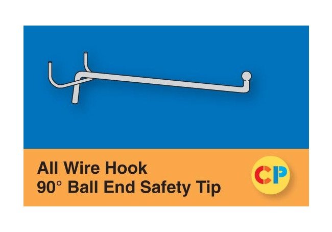 90º Ball End Safety Tip Wire Hooks, 8" Standard Gauge, Pack of 500 - Image 1