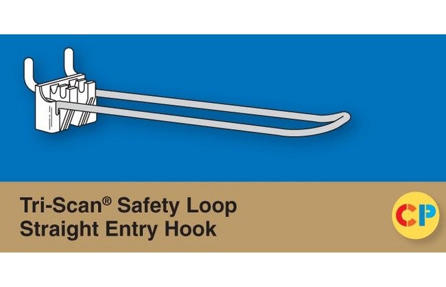 Tri-Scan Safety Loop Straight Entry Hooks - Corrugated Display, 10" Pack of 100 - Image 1