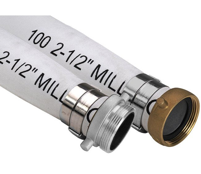 Polyester-PVC/NBR Lined Mill Single Jacket Economy Fire Hose Assemblies - Pin Lug - NST - Image 1