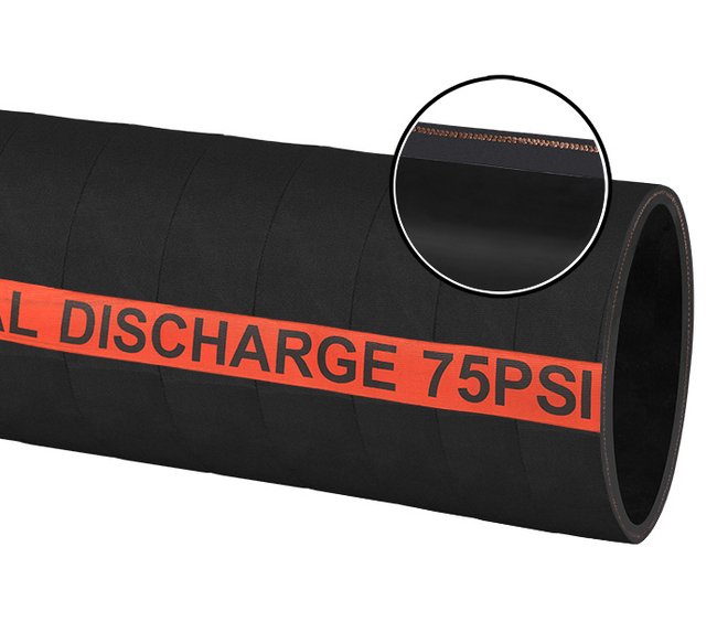 75 PSI Black Blended Rubber Cement Discharge Hose - 4.63" OD - Image 1