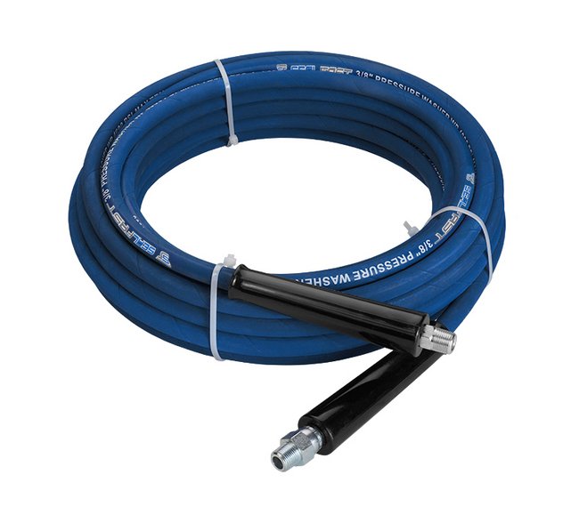 4000 PSI Blue EPDM Rubber Pressure Wash Hose Assembly, 3/8in x 50ft, Male x Male Connector - Image 1