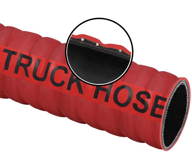 150 PSI Red Nitrile Tank Truck Corrugated Petroleum Hose - 4" Inner Diameter - Image 1