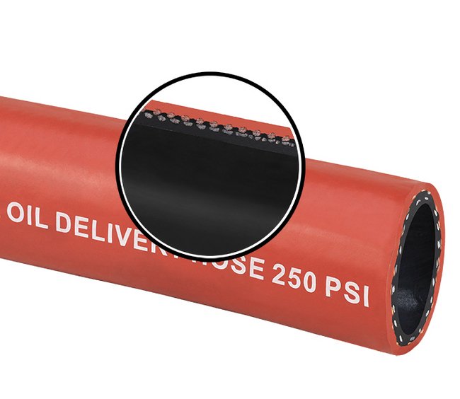 250 PSI Red Neoprene Fuel Oil Delivery Hose - 1 Inch Inner Diameter - Image 1