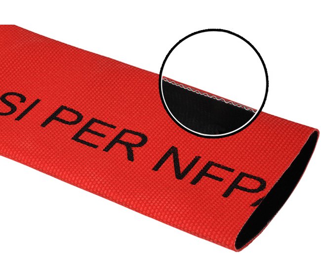 2-1/2" Red Coated Fire Hose - 500# Service Test Novadura - Image 1