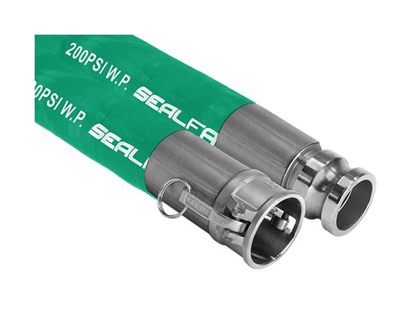 Green EPDM/UHMW Smooth Chemical Polyethylene Hose, 3" x 20 ft, 200 psi - Image 1