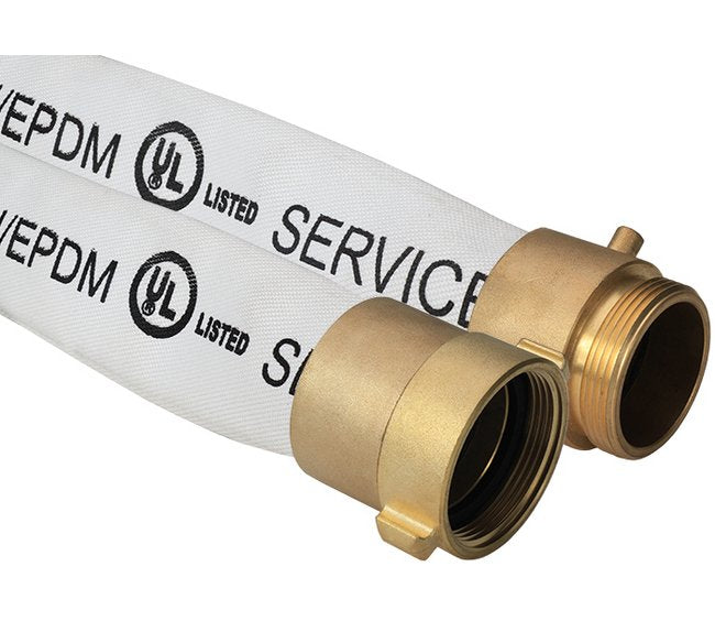 Brass Coupler Double Jacket Fire Hose Assembly - 1-1/2" x 100 ft - EPDM Lined - Image 1