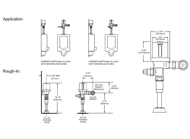 HYBRIDFLUSH® Top Mount Automatic/Manual Urinal Flushometer - Image 2