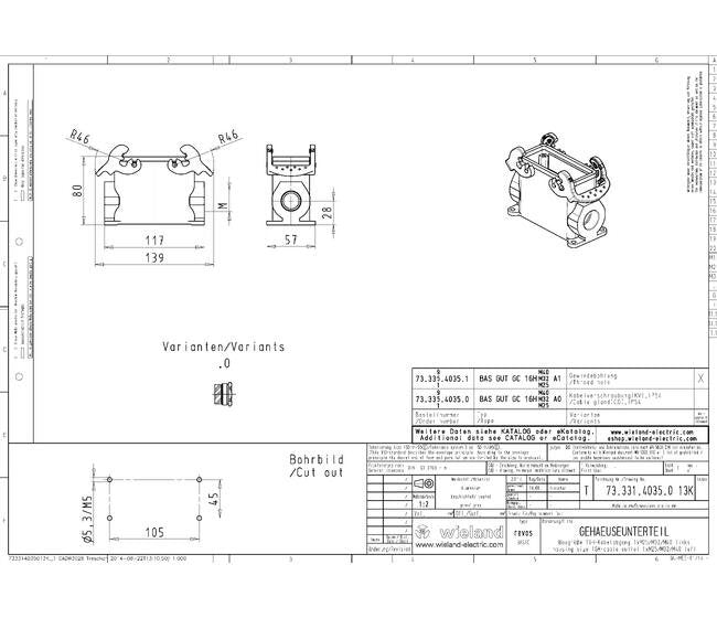 Wieland Aluminum Multi-Pole Industrial Connector Housing - Threaded M32, 16-Pole - Image 1