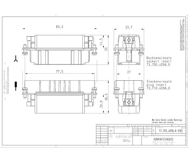 Wieland HD STC 40 25 High Density Multi-Pole Connector Insert - Image 2