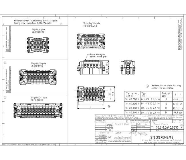 Wieland BAS STS 6 2.5 50 Industrial Connector Insert - Image 2