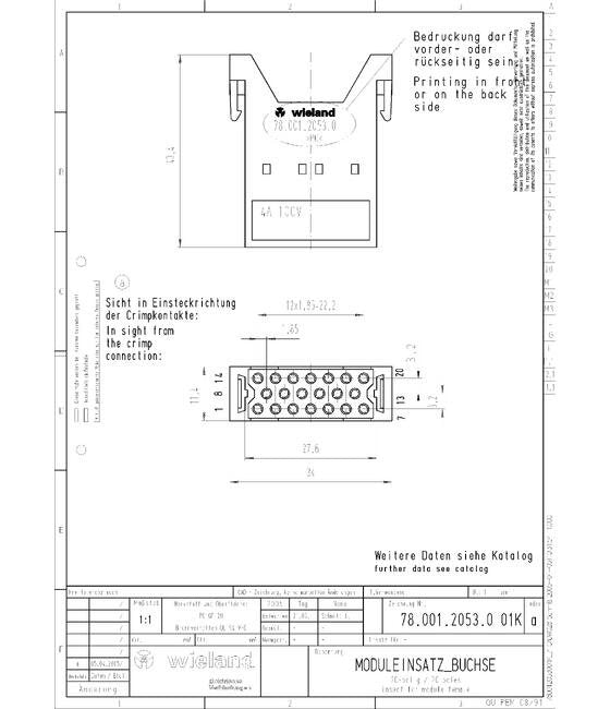 Wieland 1.5 kV Impulse Voltage Female Insert - Modular Connectors - Image 2