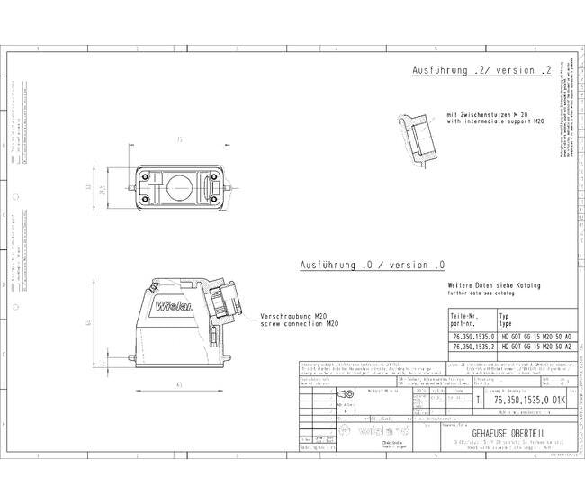Wieland Aluminum Industrial Multipole Connector Housing-HD GG 15 M20 - Image 1