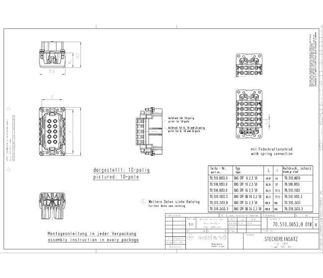 Wieland BAS STF 10 2.5 50 Industrial Connector Insert - Image 2