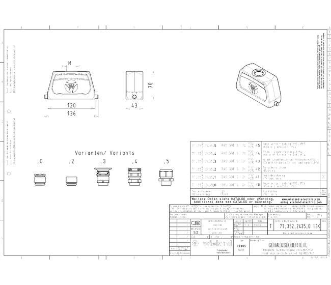 Wieland Industrial Connector Housing - 24 Pole M25 Heavy-Duty Aluminum Hood - Image 1