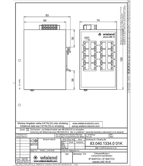 Wieland Wienet UMS16 Ethernet Switch - Image 3
