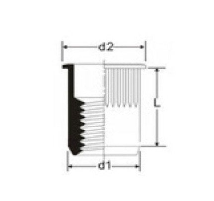 Ornit K-Series Open End Countersunk Rivet Nut - 5/16 in. Stainless Steel - Image 2