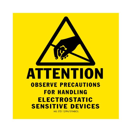 Anti-Static Caution Label 4x4 Yellow RL (500) - Image 1